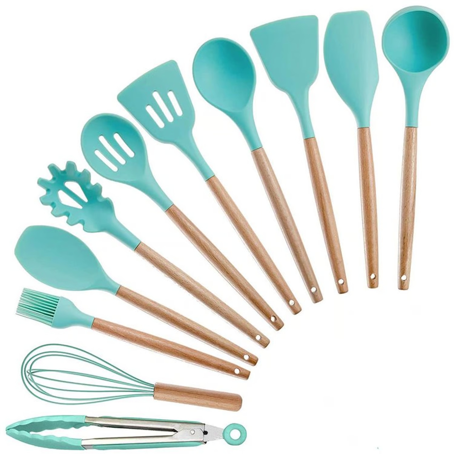 Set de 12 Utensilios de Cocina en Silicona y Madera - Image 2
