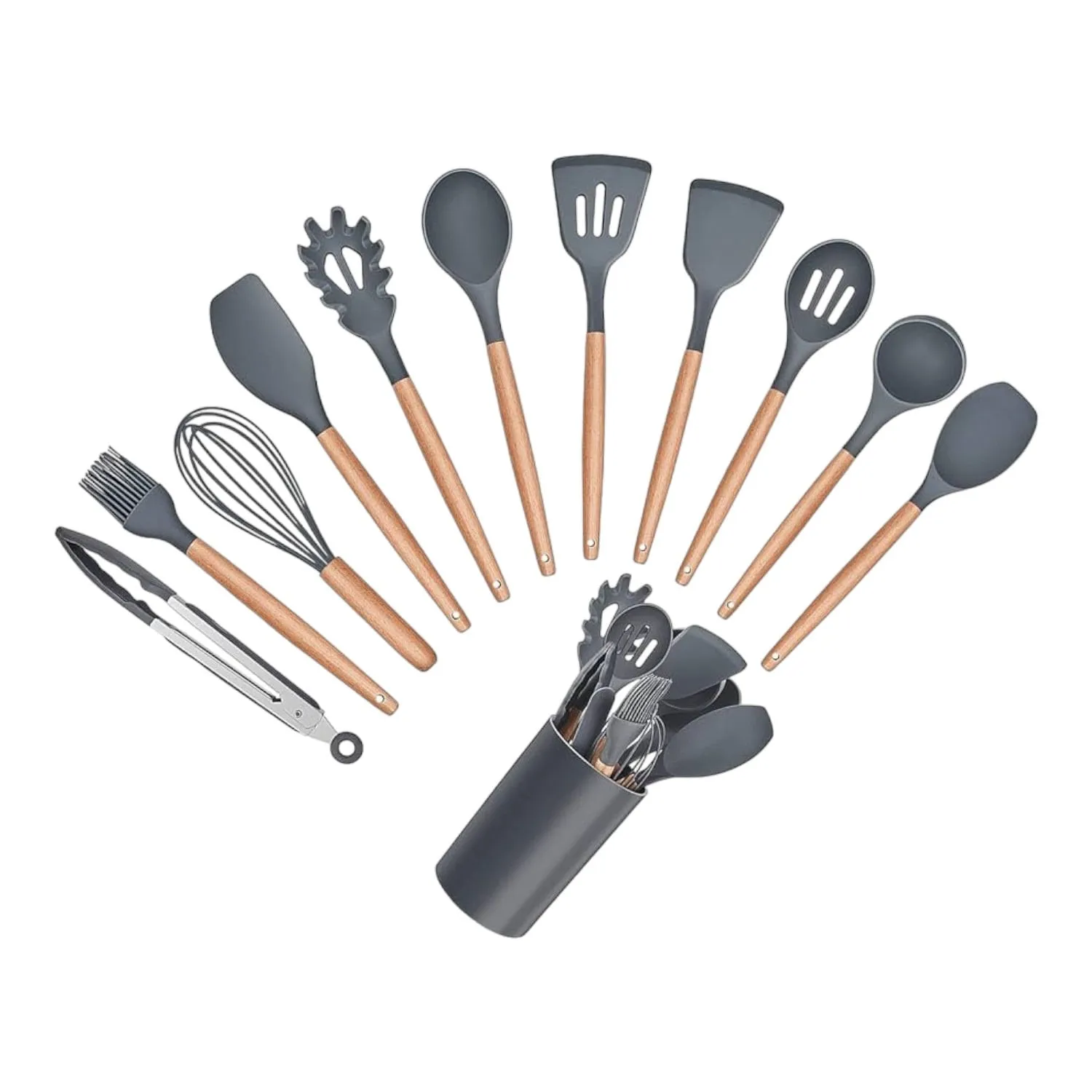 Set de 12 Utensilios de Cocina en Silicona y Madera - Image 3