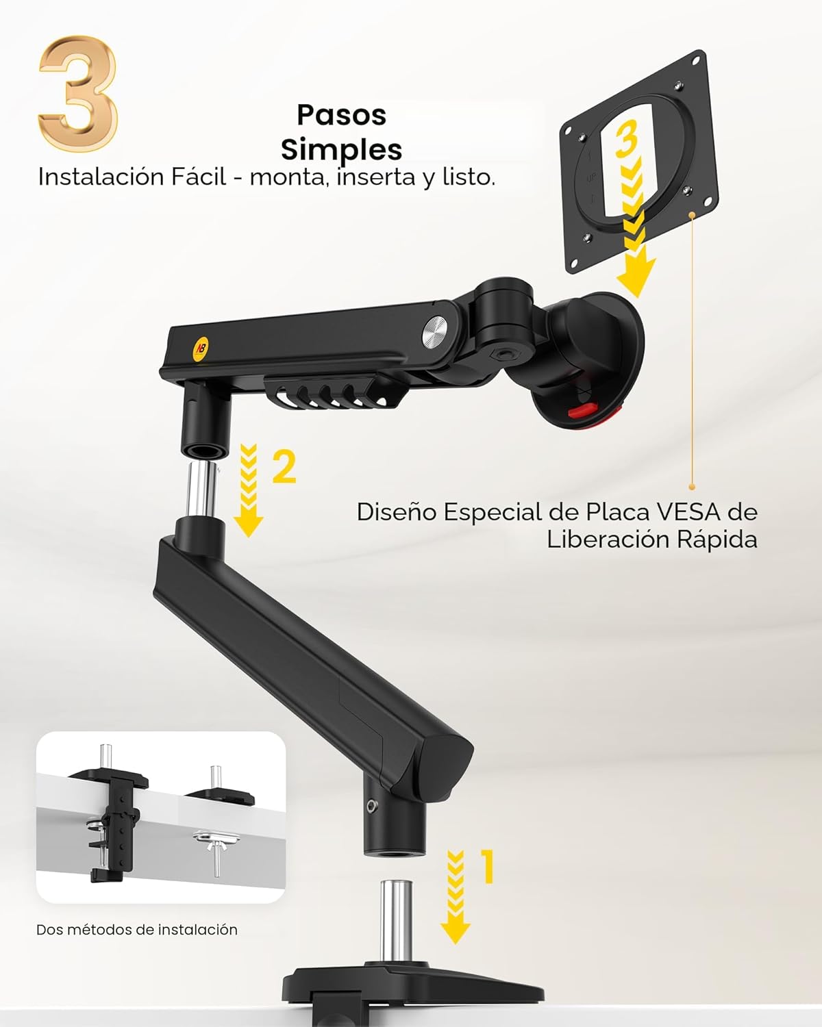 Soporte Monitor 17" A 32" Con Resorte Mecanico Ajustable Vesa - Image 5