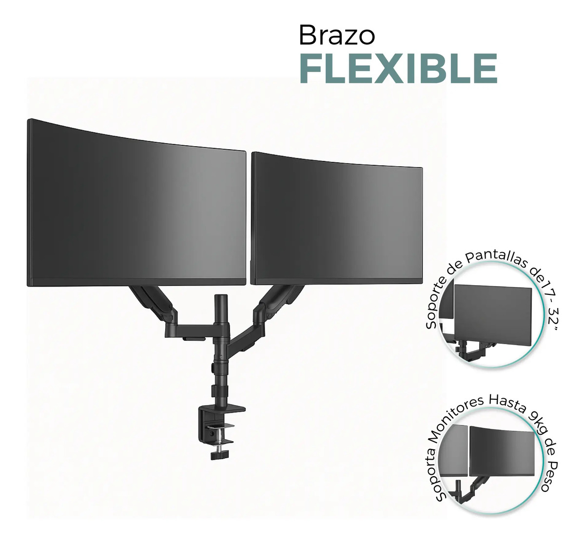 Soporte Doble Monitor de 17” a 32” Flexi Pole - Image 5