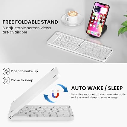 Teclado Inalámbrico Plegable con Soporte para Celular - Image 4